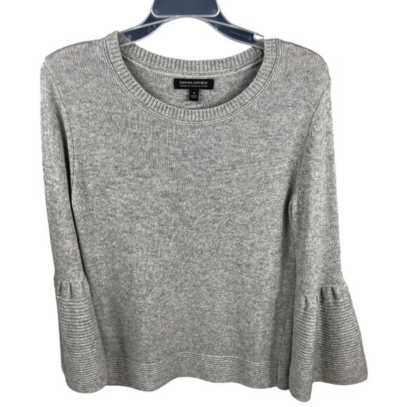 Banana Republic Italian Yarn Gray Pullover Sweater 3/4 Bell Sleeves Size Small - Picture 1 of 10